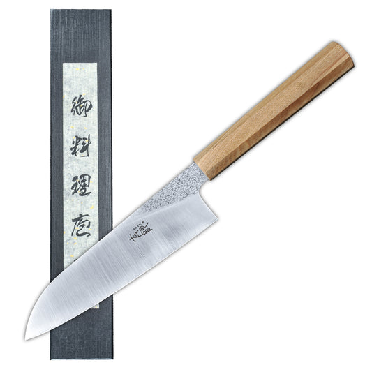 7 Inch Japanese Santoku Knife High Carbon Powder Forge Stainless Steel 905 Blade With 62 HRC Natural Ash Wood Handle Light Weight Comfortable Grip 180mm